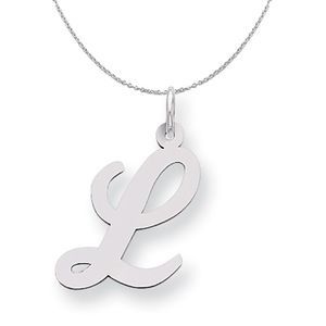 Silver Madison Collection LG Classic Script Initial L Necklace - 18 In